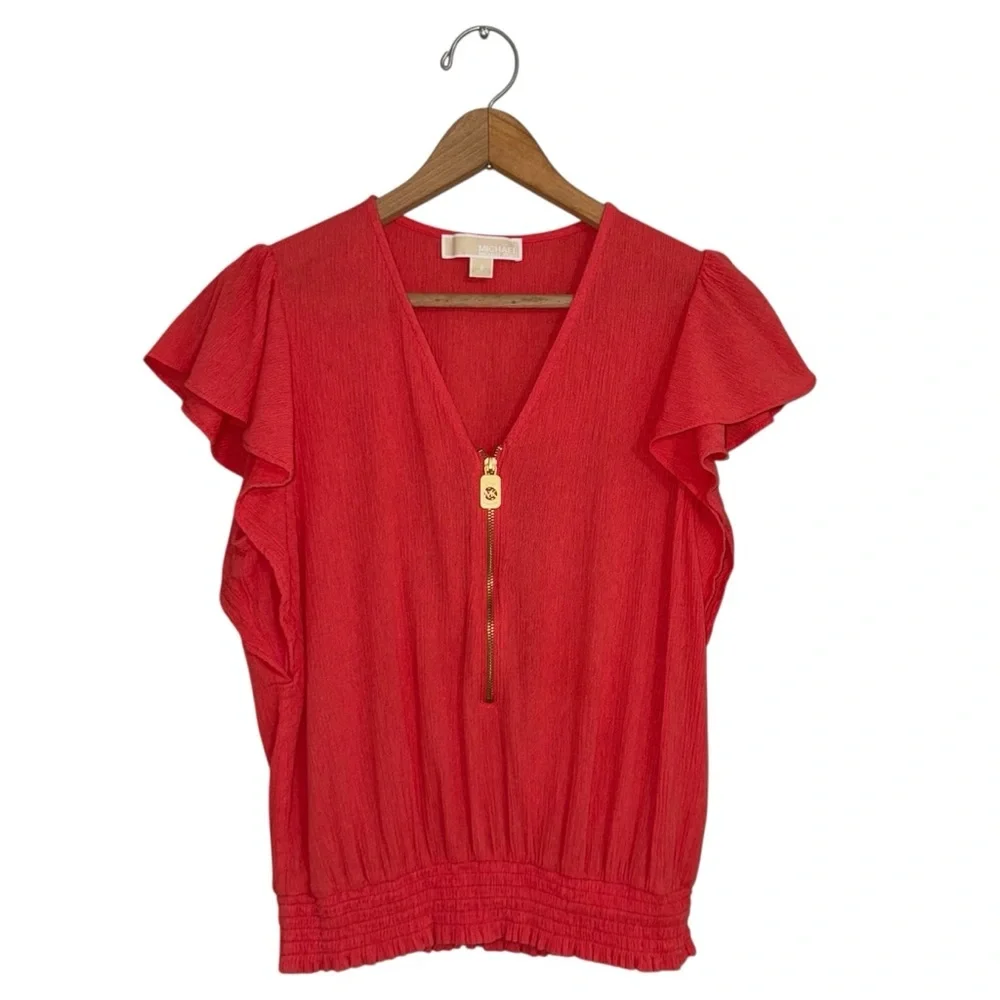 Michael Kors Coral Flutter Sleeve Blouse‎ Size S